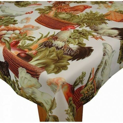 Chicks and Chickens PVC Vinyl Oilcloth Tablecloth