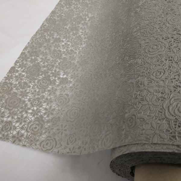 Grey Floral PVC Lace Vinyl Oilcloth Tablecloth
