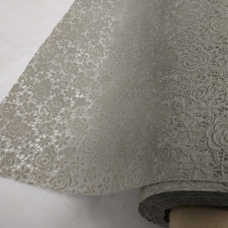 Grey Floral PVC Lace Vinyl Oilcloth Tablecloth