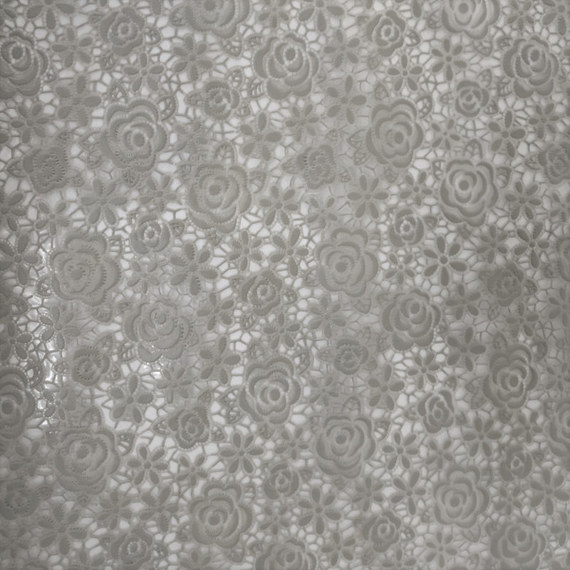 Grey Floral PVC Lace Vinyl Oilcloth Tablecloth
