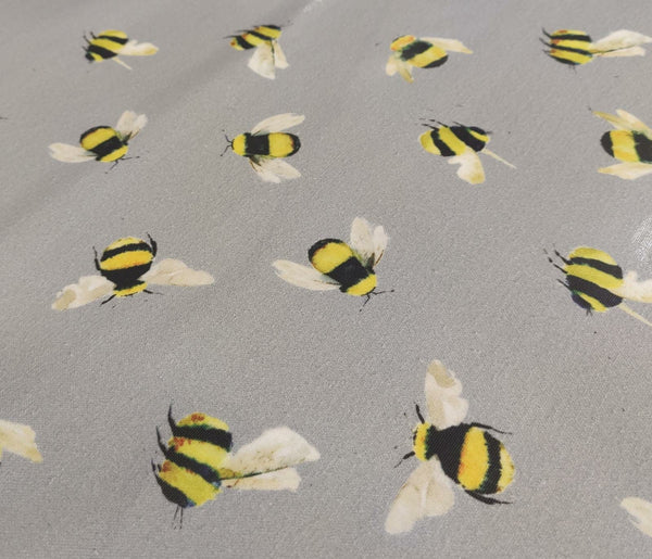 Bumble Bees Smoke Grey 100% Cotton Fabric by Clarke and Clarke