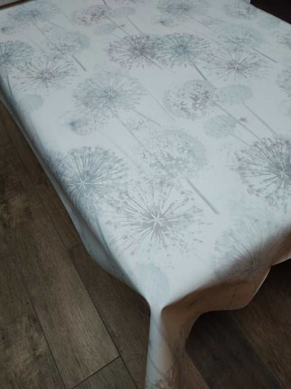 Dandelion Grey White Multi Vinyl Oilcloth Tablecloth
