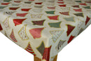 Christmas Trees Red Green and Gold Vinyl Oilcloth Tablecloth