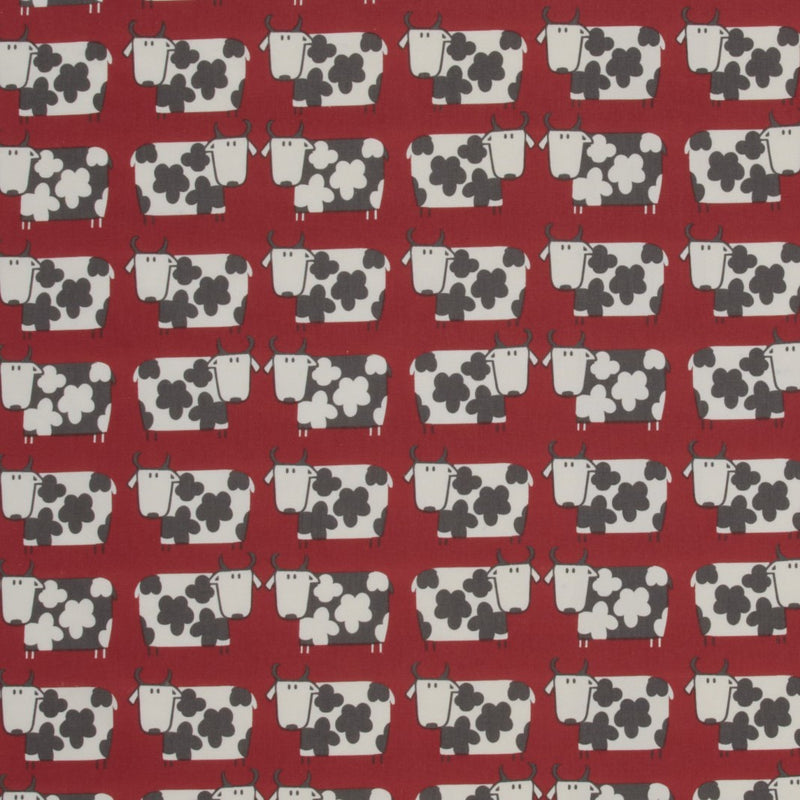 Moo Moo Cow Scarlet Red 100% Cotton Fabric by I-Liv SMD