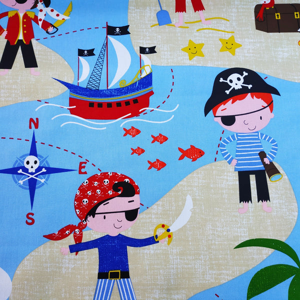 Pirates Life Nautical Childrens 100% Cotton Fabric by I-Liv SMD