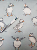 Atlantic Puffin Mineral 100% Cotton Fabric by Clarke & Clarke