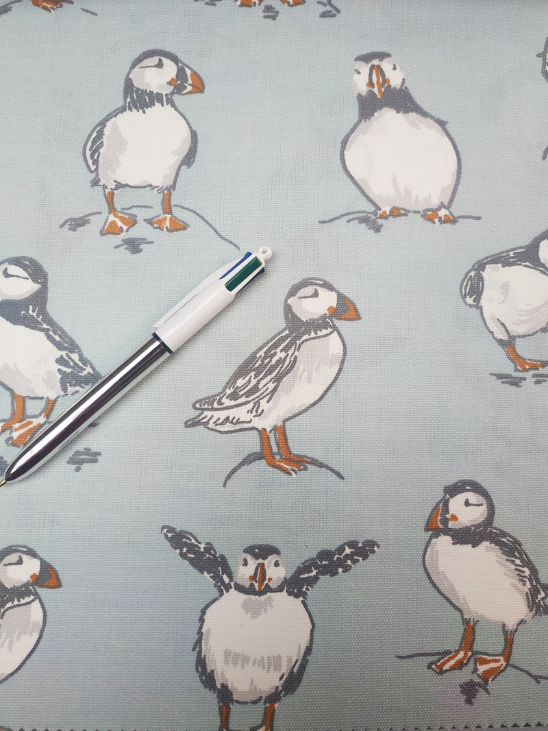 Atlantic Puffin Mineral 100% Cotton Fabric by Clarke & Clarke