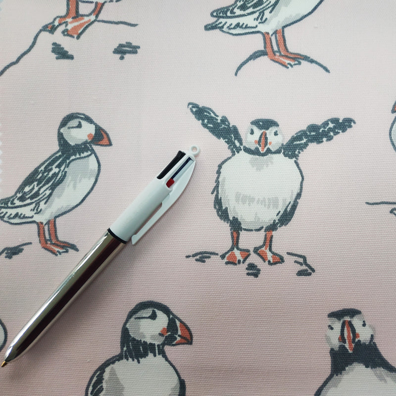 Atlantic Puffin Blush Pink 100% Cotton Fabric by Clarke & Clarke