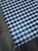 Black Gingham Check  PVC Vinyl Tablecloth Roll 20 Metres x 140cm