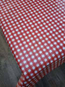 Red Bistro Gingham Check  PVC Vinyl Tablecloth Roll 20 Metres x 140cm
