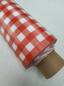 Red Bistro Gingham Check  PVC Vinyl Tablecloth Roll 20 Metres x 140cm
