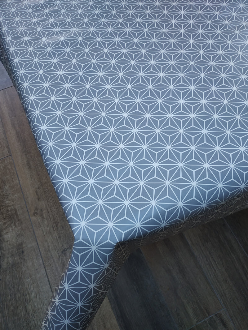 Grey Diamond Geometric  PVC Vinyl Tablecloth 20 Metres x 140cm
