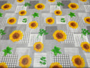 Grey and Yellow Sunflower Vinyl Oilcloth Tablecloth