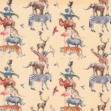 Animal Kingdom Beige 100% Cotton Digital Print Fabric by Prestigious Textiles