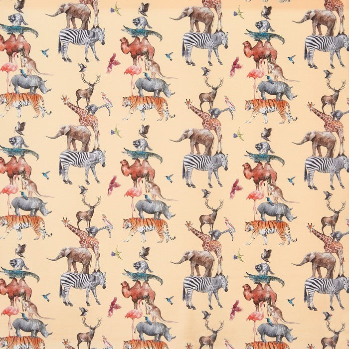 Animal Kingdom Beige 100% Cotton Digital Print Fabric by Prestigious Textiles