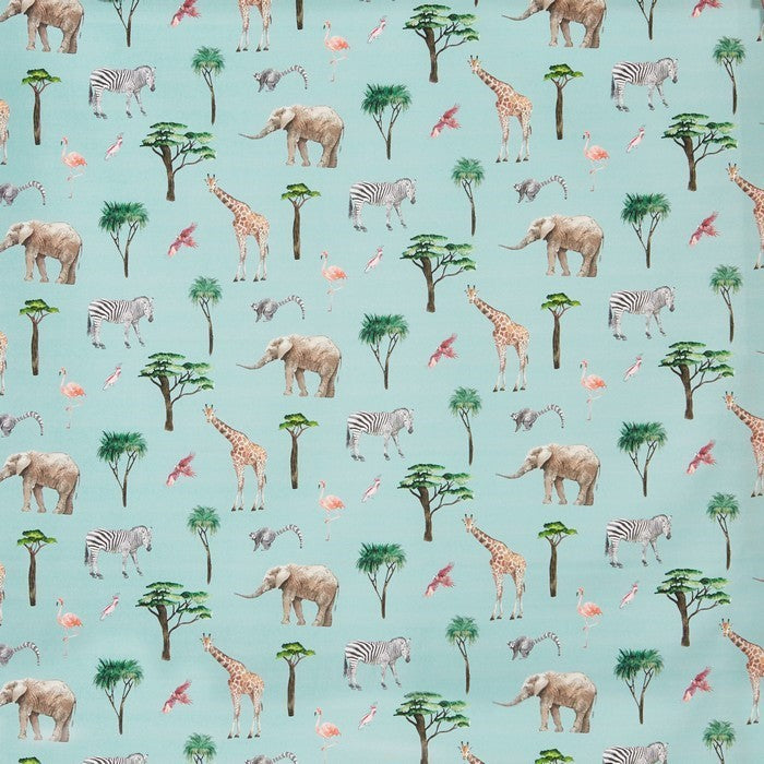 On Safari Duckegg 100% Cotton Digital Print Fabric by Prestigious Textiles