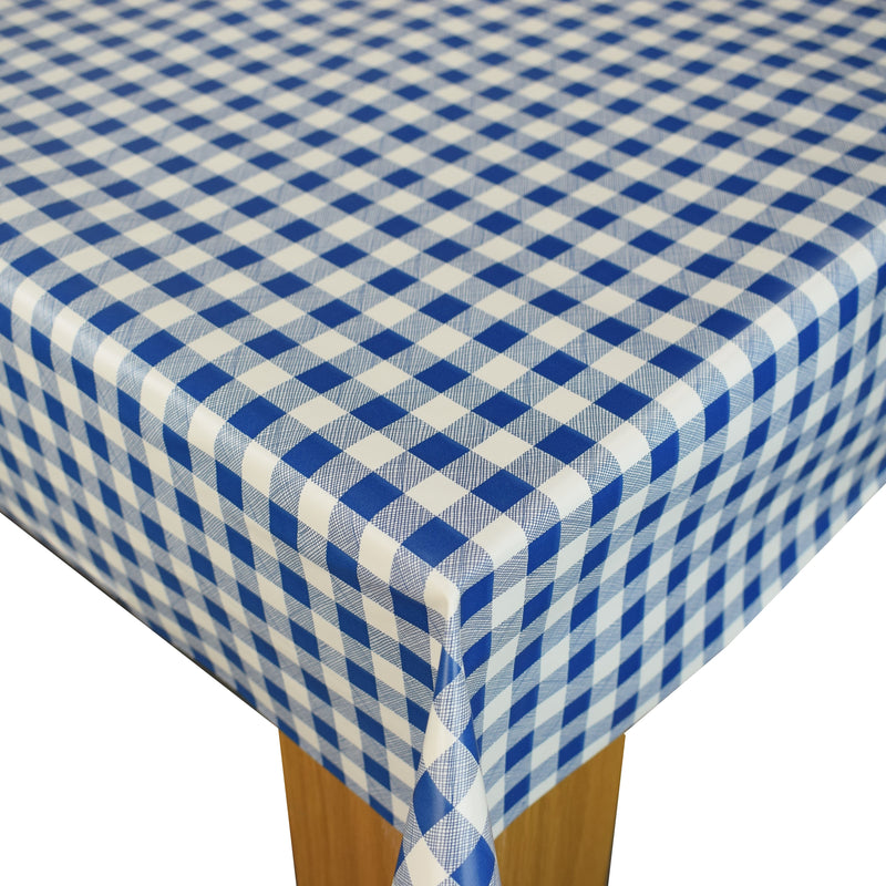 Square PVC Tablecloth Blue Gingham Small Oilcloth 140cm x 140cm