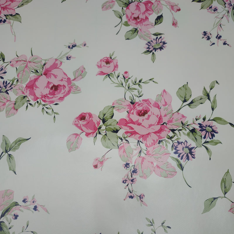 Shabby Chic Rose Vinyl Oilcloth Tablecloth