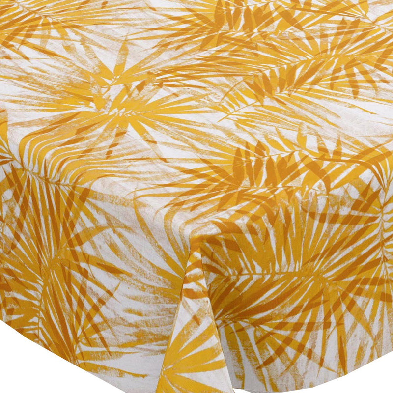 Palm Leaves Ochre Vinyl Oilcloth Tablecloth