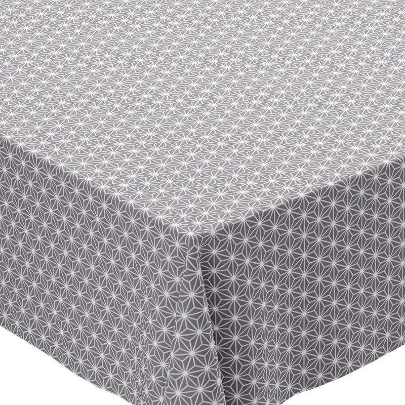 Square PVC Tablecloth Grey Geometric Oilcloth 140cm x 140cm