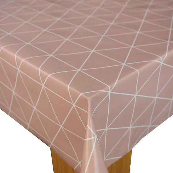 Square PVC Tablecloth Pink Geometric Triangle Oilcloth 140cm x 140cm