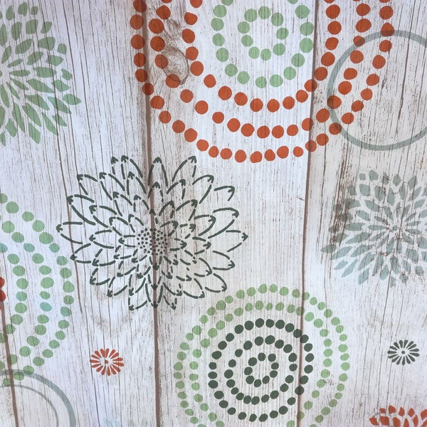 Square PVC Tablecloth Omaha Geometric Wood Effect Sage Oilcloth 140cm x 140cm