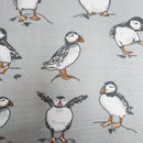 Round PVC Tablecloth Clarke and Clarke Atlantic Puffin Smoke Grey Oilcloth 132cm