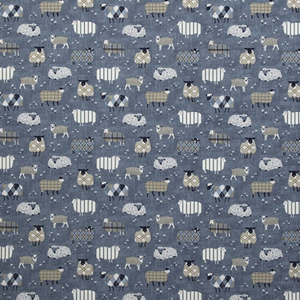 Round PVC Tablecloth Baa Baa Sheep Denim Blue Oilcloth 132cm