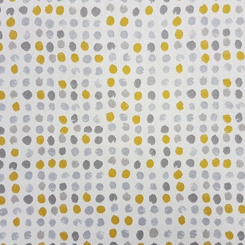 Round PVC Tablecloth Dot Dot Ochre Grey Oilcloth 132cm
