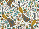 Round PVC Tablecloth Fryetts Peacock Ochre Oilcloth 132cm