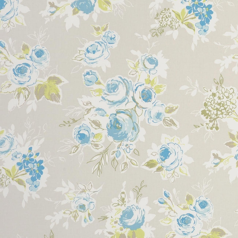 Round PVC Tablecloth Clarke and Clarke Rose Garden Mineral Oilcloth 132cm