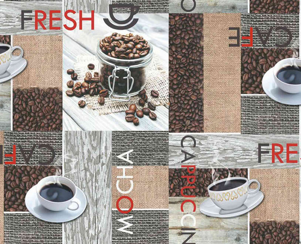 Fresh Coffee Beige Vinyl Oilcloth Tablecloth