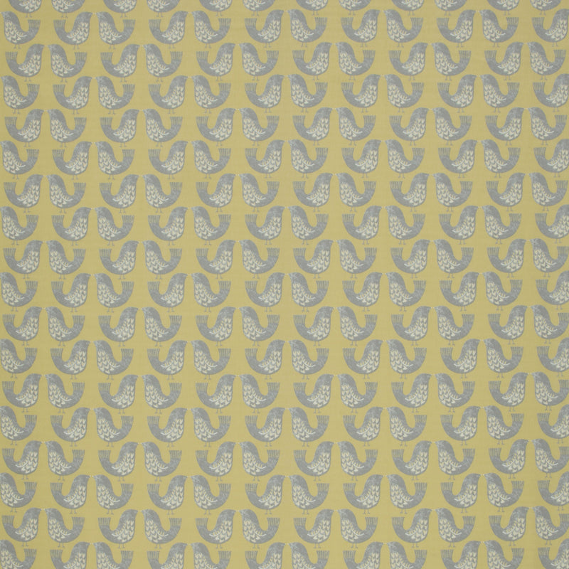 Round PVC Tablecloth Scandi Birds Mustard Oilcloth 132cm SMD I-Liv