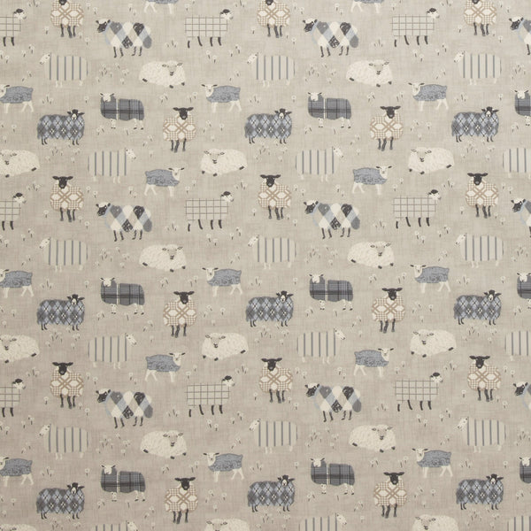 Round PVC Tablecloth Baa Baa Sheep Charcoal Oilcloth 132cm SMD I-Liv