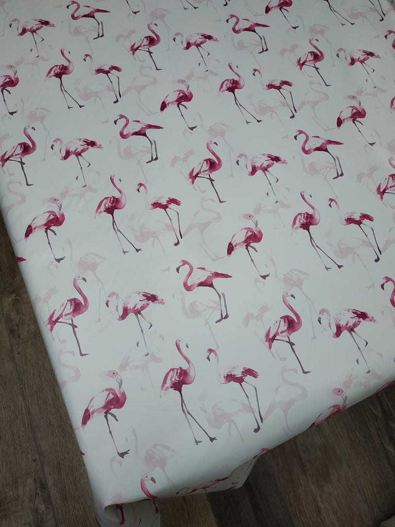 Flamingo Pink PVC Vinyl Wipe Clean Tablecloth 140cm x 250cm - Warehouse Clearance