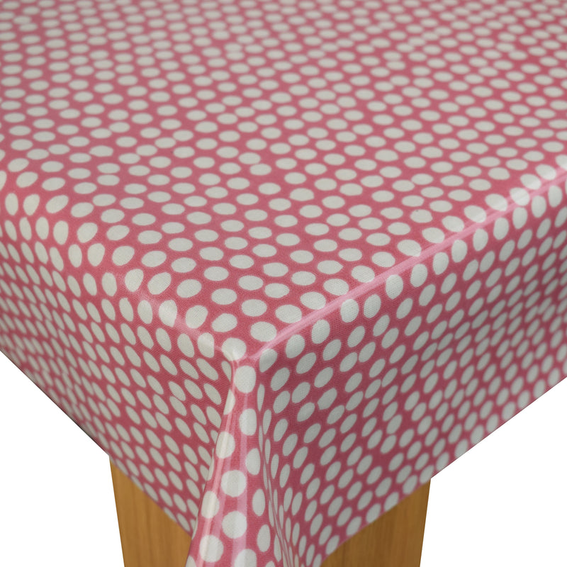 Round PVC Tablecloth Spotty Blush Oilcloth 132cm