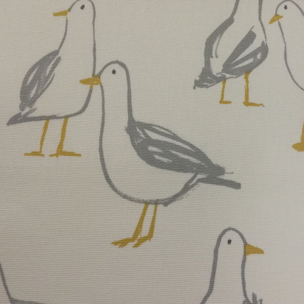 Clarke and Clarke Round PVC Tablecloth Laridae Seagull Natural Oilcloth 132cm