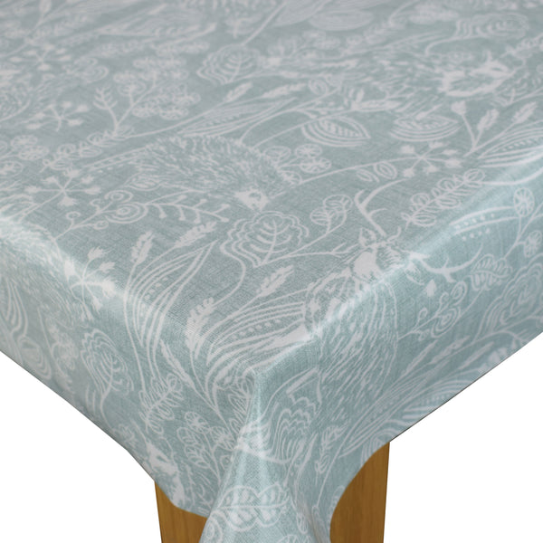 Round PVC Tablecloth Westleton Duckegg Oilcloth 132cm