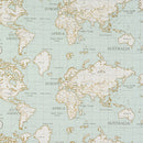 Round PVC Tablecloth Fryetts World Atlas Map Duckegg Oilcloth 132cm