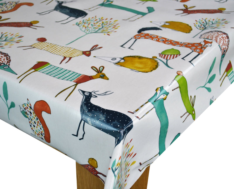 Round PVC Tablecloth Oh My Deer Marmalade Oilcloth 132cm