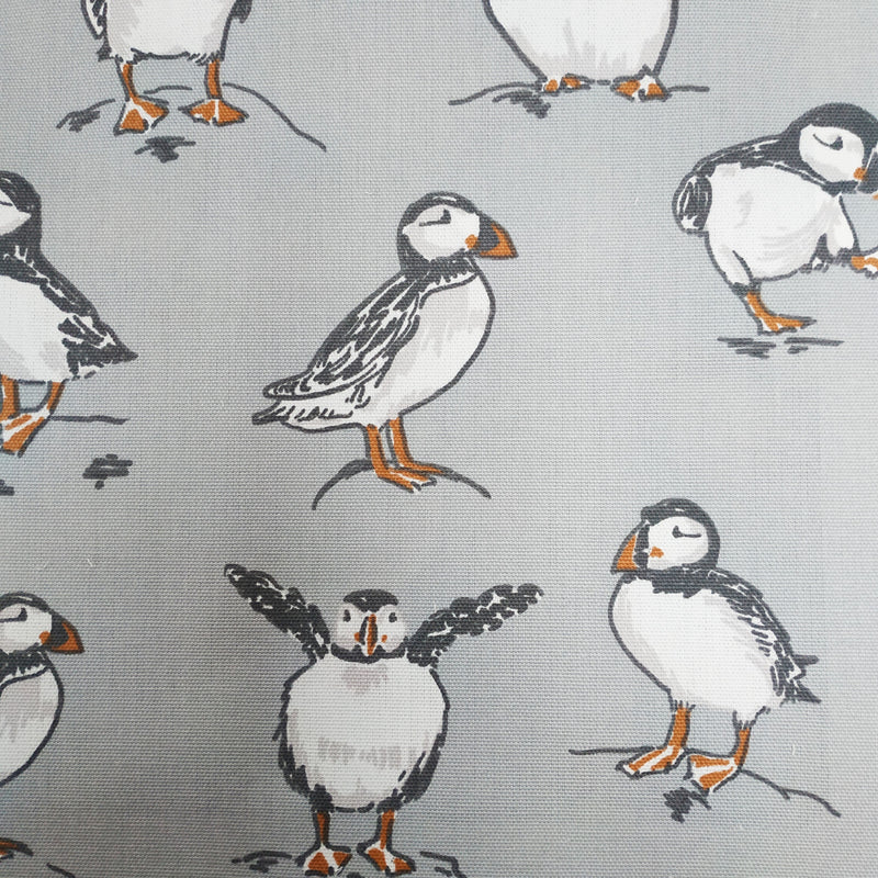 Square PVC Tablecloth Clarke and Clarke Atlantic Puffin Smoke Grey Oilcloth 132cm