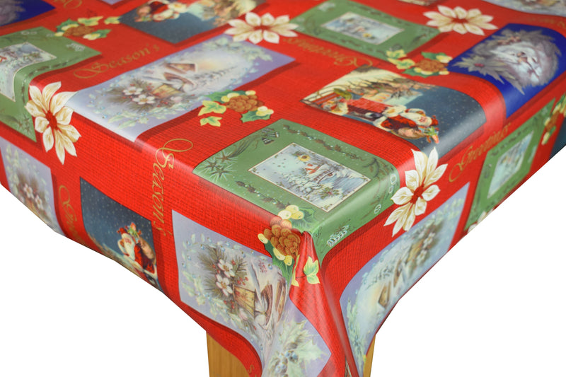 Christmas Cards Vinyl Oilcloth Tablecloth