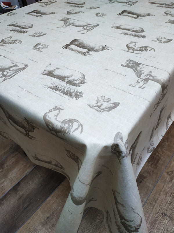 Square PVC Tablecloth Fryetts Vintage Farmyard Oilcloth 132cm