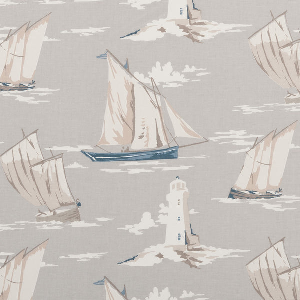 Square PVC Tablecloth Clarke and Clarke Skipper Grey Mist Oilcloth 132cm by Clarke and Clarke