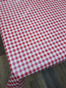Raspberry Red Small Gingham Check Vinyl Oilcloth Tablecloth