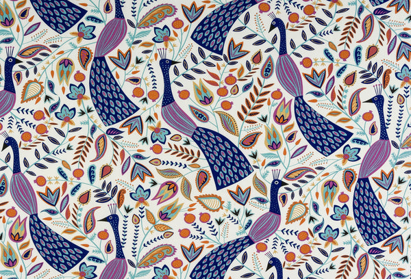 Square PVC Tablecloth Fryetts Peacock Amethyst Oilcloth 132cm