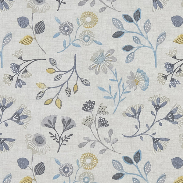Square PVC Tablecloth Clarke and Clarke Alder Charcoal Ochre Oilcloth 132cm