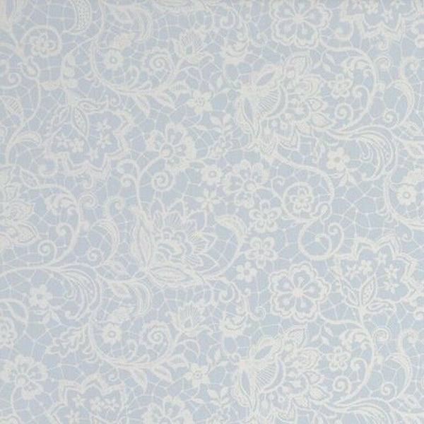 Lace Effect Sky Blue 100% Cotton Fabric by Clarke and Clarke