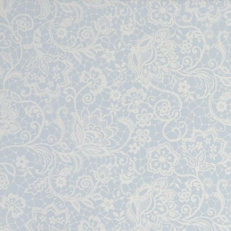 Lace Effect Sky Blue 100% Cotton Fabric by Clarke and Clarke