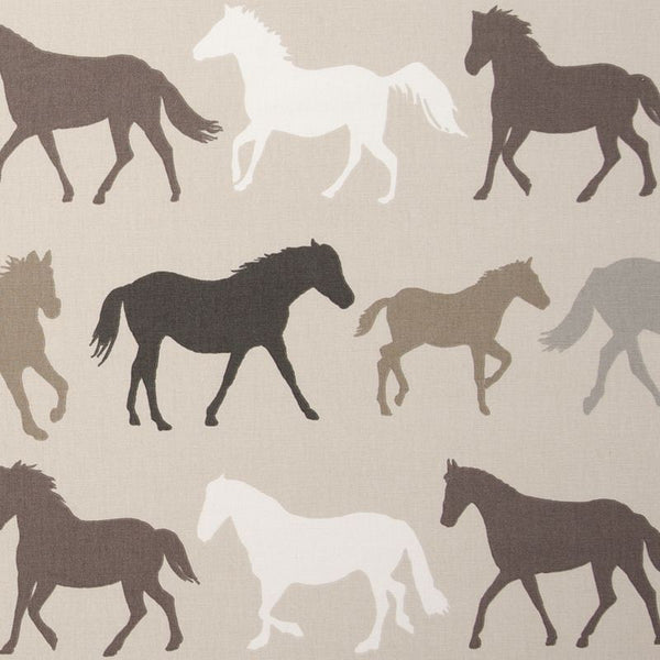 Stampede Horse Beige Linen 100% Cotton Fabric by Clarke and Clarke